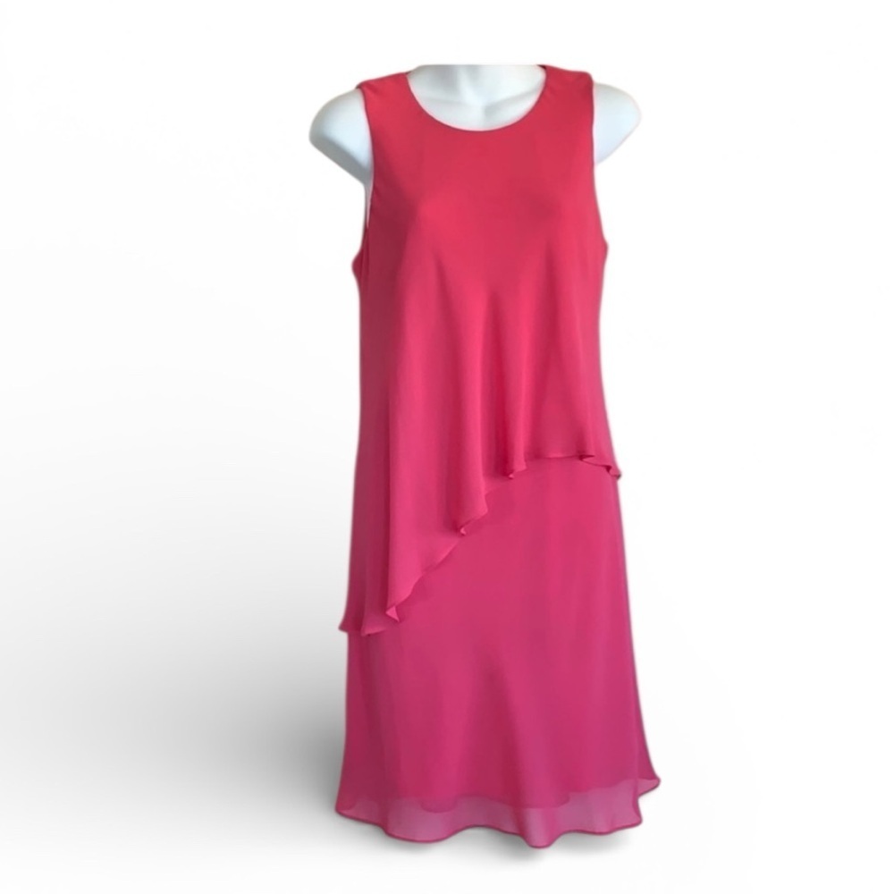 LRL Ralph Lauren pink dress women's 6 dreamy chiffon layers, sleeveless VTG EUC
